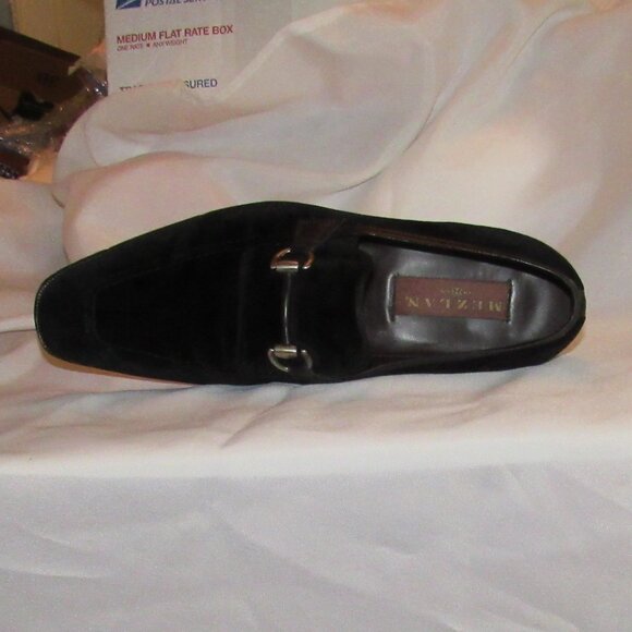 Mezlan Black Suede Silver Horsebit Loafers Size 10.5 M Excellent Pre-Owned Cond - Picture 7 of 12